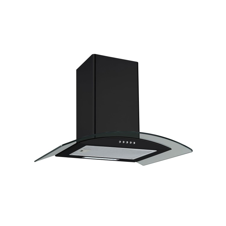 electriQ 60cm Curved Glass Cooker Hood - Black