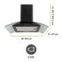 electriQ 60cm Curved Glass Cooker Hood - Black