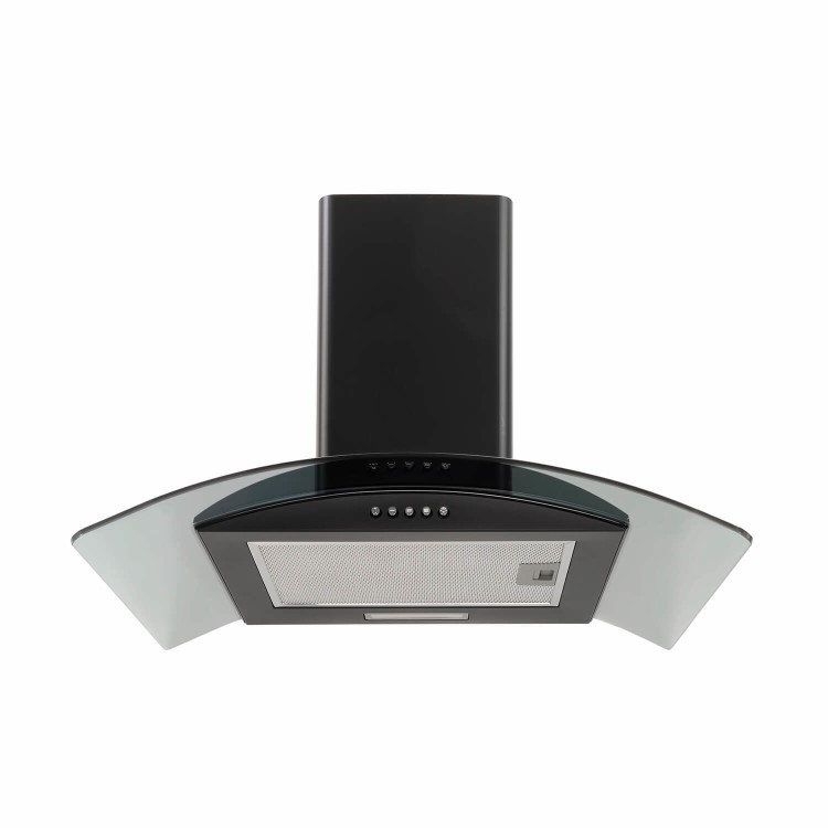 electriQ 60cm Curved Glass Cooker Hood - Black
