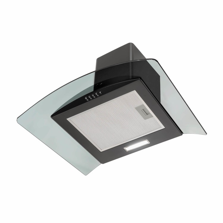 electriQ 60cm Curved Glass Cooker Hood - Black