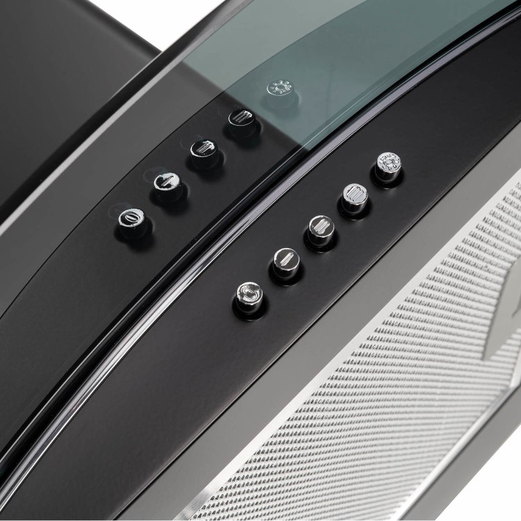 electriQ 60cm Curved Glass Cooker Hood - Black