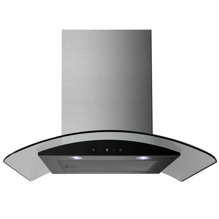 Refurbished electriQ EIQCURV60SCTOUCH 60cm Curved Glass Touch Control Chimney Cooker Hood Stainless Steel