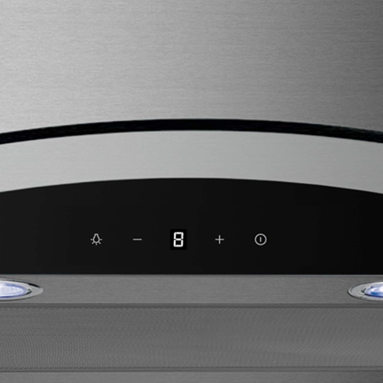 Refurbished electriQ EIQCURV60SCTOUCH 60cm Curved Glass Touch Control Chimney Cooker Hood Stainless Steel