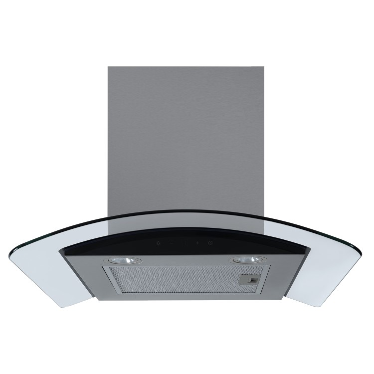 Refurbished electriQ EIQCURV60SCTOUCH 60cm Curved Glass Touch Control Chimney Cooker Hood Stainless Steel