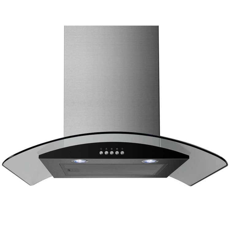 GRADE A1 - electriQ 60cm Stainless Steel Curved Glass Chimney Cooker Hood  - Now with 5 Years warranty