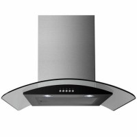 GRADE A2 - electriQ 60cm Stainless Steel Curved Glass Chimney Cooker Hood 