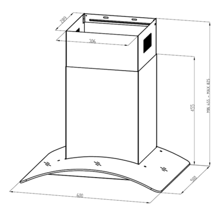 GRADE A1 - electriQ 60cm Stainless Steel Curved Glass Chimney Cooker Hood  - Now with 5 Years warranty