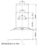 GRADE A2 - electriQ 60cm Stainless Steel Curved Glass Chimney Cooker Hood
