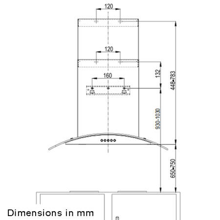 GRADE A2 - electriQ 60cm Stainless Steel Curved Glass Chimney Cooker Hood