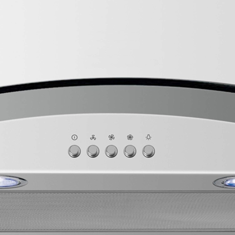 GRADE A1 - electriQ 60cm Curved Glass White Push Button Chimney Cooker Hood  -  5 Year warranty