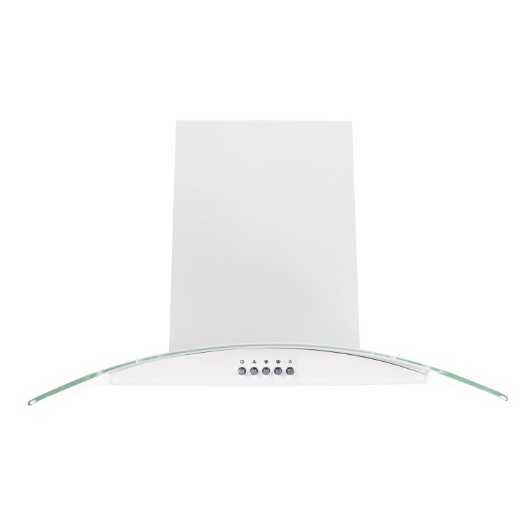 GRADE A1 - electriQ 60cm Curved Glass White Push Button Chimney Cooker Hood  -  5 Year warranty