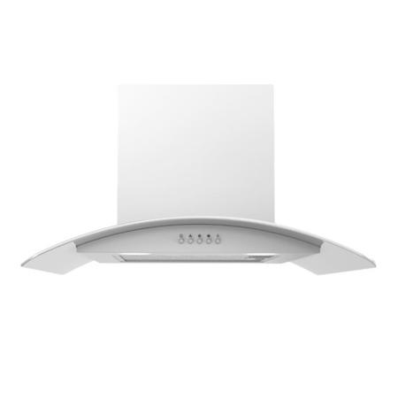 electriQ 60cm Curved Glass White Push Button Chimney Cooker Hood  -  5 Year warranty