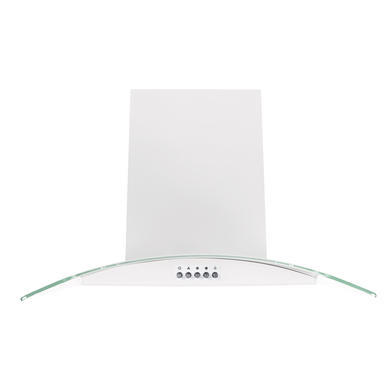 GRADE A1 - electriQ 60cm Curved Glass White Push Button Chimney Cooker Hood 
