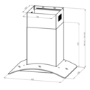 GRADE A1 - electriQ 60cm Curved Glass White Push Button Chimney Cooker Hood  -  5 Year warranty