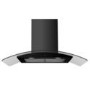 GRADE A1 - electriQ 90cm Satin Black Curved Glass Touch Control Chimney Cooker Hood 