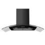 GRADE A1 - As new but box opened - electriQ 90cm Curved Glass Satin Black Push Button Chimney Cooker Hood  