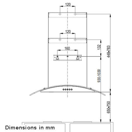 GRADE A1 - electriQ 90cm Curved Glass Satin Black Push Button Chimney Cooker Hood  
