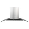 electriQ 90cm Curved Glass Chimney Cooker Hood - Black and Stainless Steel