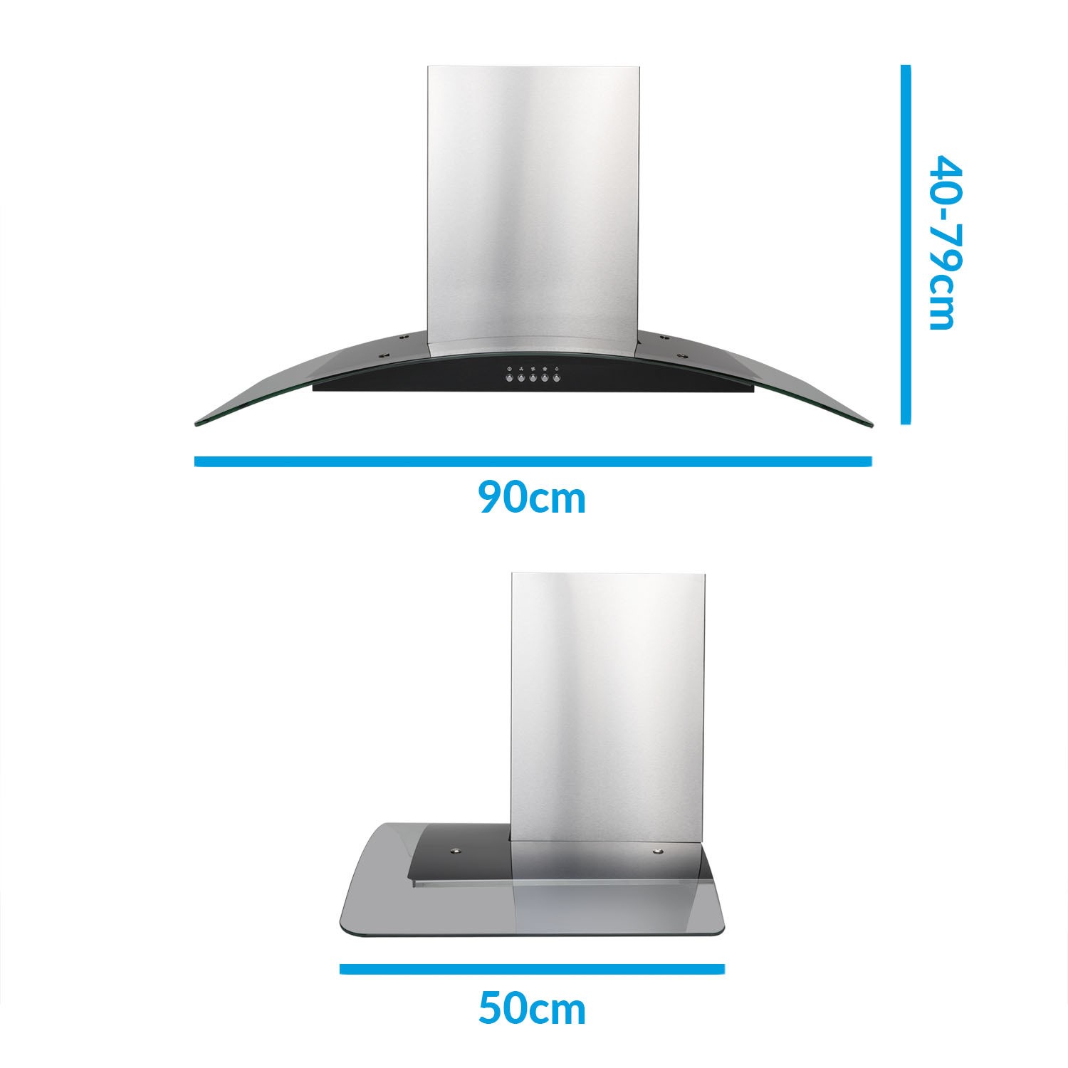 50cm wide chimney cooker hood