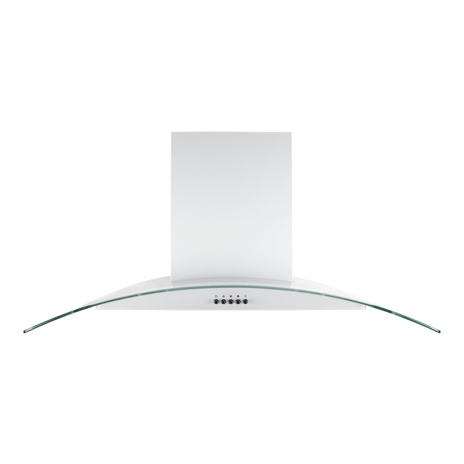 electriQ 90cm White Curved Glass Push Button Control Chimney Cooker Hood 5 Years Warranty
