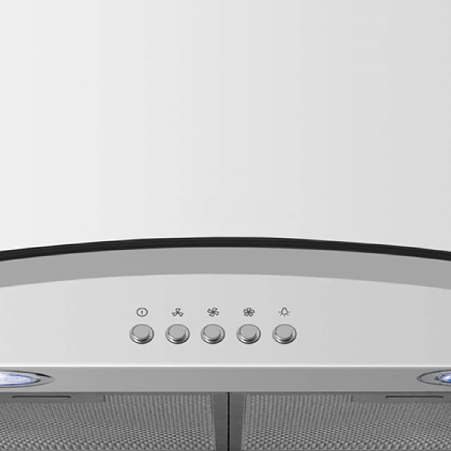 GRADE A2 electriQ 90cm White Curved Glass Push Button Control Chimney