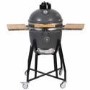 GRADE A2 - 18 Inch Charcoal Ceramic Kamado Style Kettle Grill Egg BBQ in Grey with Wooden Shelves - LAST FEW REMAINING
