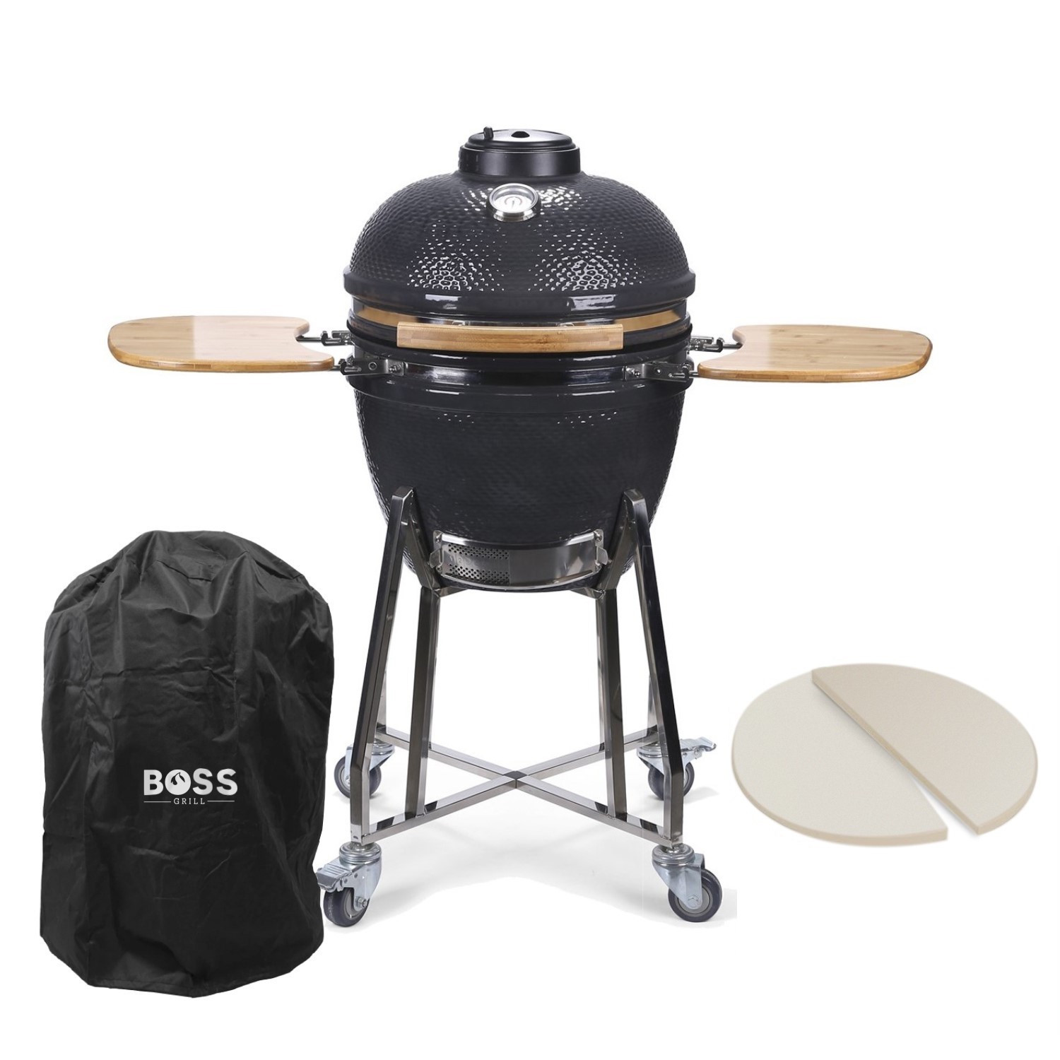 Boss Grill The Egg – 18 Inch Ceramic Kamado Style Charcoal Egg BBQ Grill