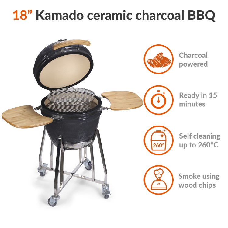 Refurbished Boss Grill The Egg - 18 Inch Ceramic Kamado Style Charcoal Egg BBQ Grill