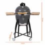 GRADE A2 - 18 Inch Charcoal Ceramic Kamado Style Kettle Grill Egg BBQ in Grey with Wooden Shelves - LAST FEW REMAINING