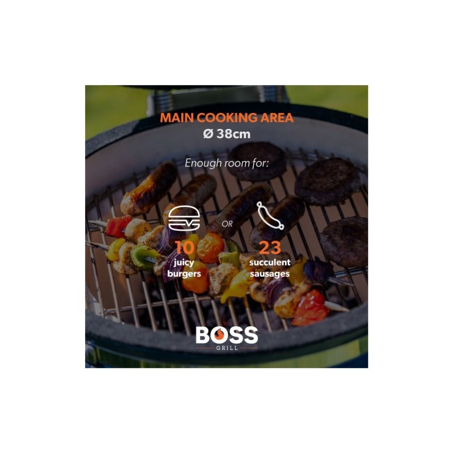 Boss Grill The Egg 18 Inch Ceramic Kamado Style Charcoal Egg BBQ