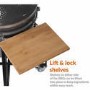 GRADE A2 - 18 Inch Charcoal Ceramic Kamado Style Kettle Grill Egg BBQ in Grey with Wooden Shelves - LAST FEW REMAINING