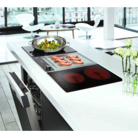 GRADE A1 - electriQ 30cm Domino Touch Control Two Zone Ceramic Hob in Black - Plug in and go!