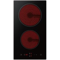 GRADE A1 - electriQ 30cm Domino Touch Control Two Zone Ceramic Hob in Black - Plug in and go!