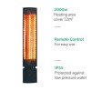 electriQ Wall Mounted Electric Patio Heater - 2kW with Remote Control &amp; Removeable Tripod