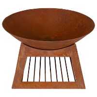 ElectriQ Round Oxidised Steel Fire Pit – Wood & Charcoal Outdoor Burner