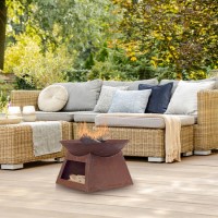 ElectriQ Round Oxidised Steel Fire Pit – Wood & Charcoal Outdoor Burner