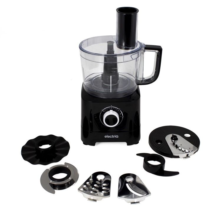 GRADE A1 - electriQ 700W 6-in-1 Compact Multifunctional Food Processor in Stainless Steel and Black