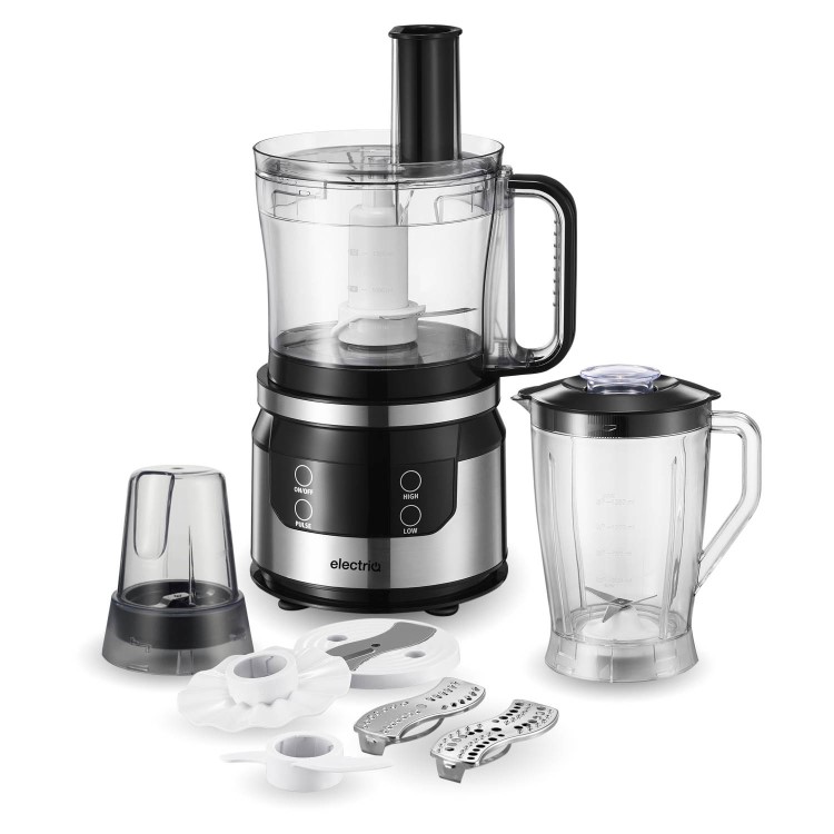 GRADE A1 - ElectriQ Touch Control Multifunctional Food Processor in Stainless Steel and Black - EIQFPPREM