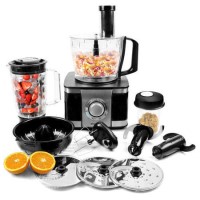 GRADE A1 - electriQ 10-in-1 1100W Multifunctional Food Processor in Stainless Steel and Black
