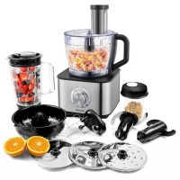 electriQ 10-in-1 1100W Multifunctional Food Processor with Blender in Stainless Steel and Black