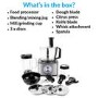 electriQ 10-in-1 1100W Multifunctional Food Processor with Blender in Stainless Steel and Black