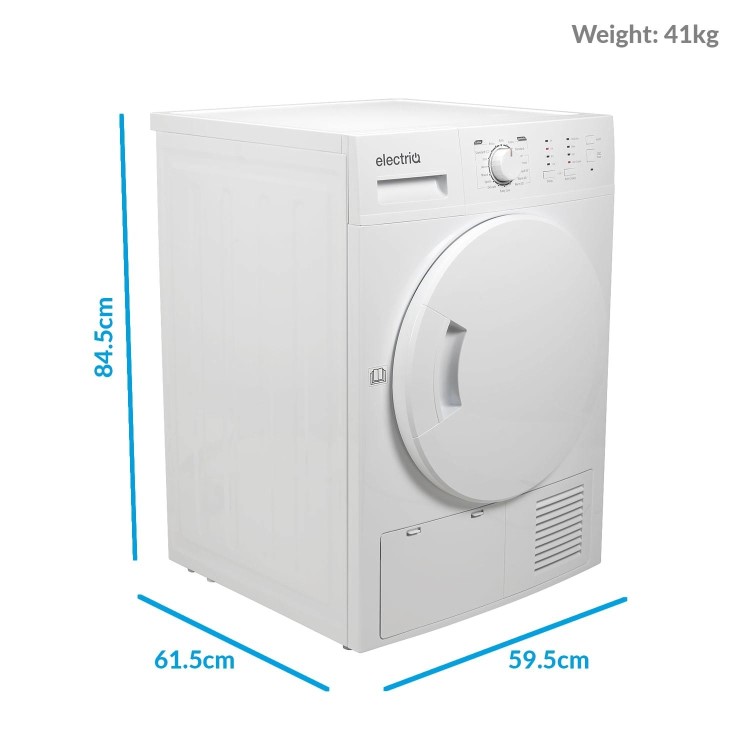 GRADE A2 - electriQ 8kg Freestanding Condenser Tumble Dryer - White
