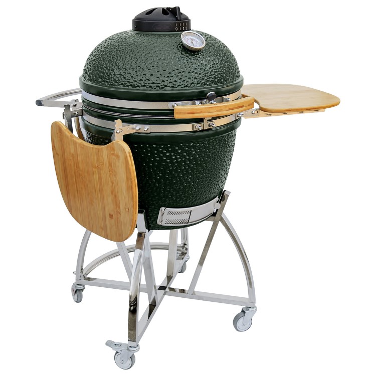 Boss Grill The Egg XL - 22 Inch Ceramic Kamado Style Charcoal Smoker BBQ Grill - In Green