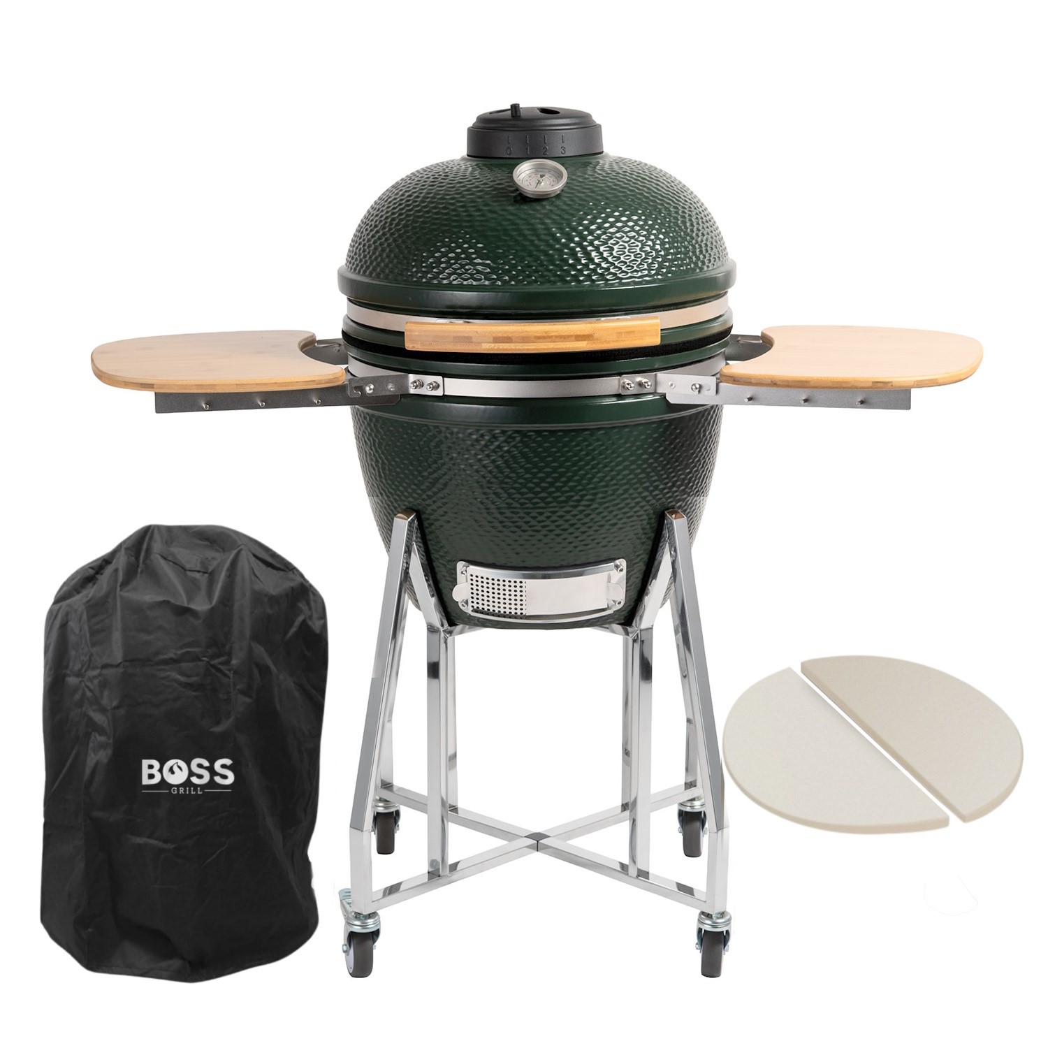 Boss Grill The Egg - 18 Inch Ceramic Kamado Style Charcoal Egg BBQ Grill - Green