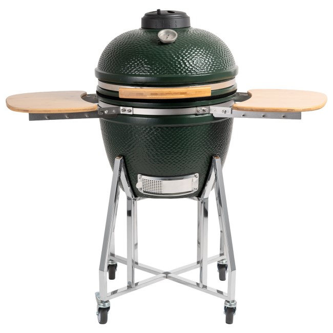 Barbecue a carbone kamado bono limited 25 in ceramica nero con rotelle 83x70x90 cm