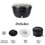 GRADE A1 - Portable Smokeless Charcoal BBQ Lotus Style Grill with Fan - Includes  Zipper Carry Bag and Pizza Pan