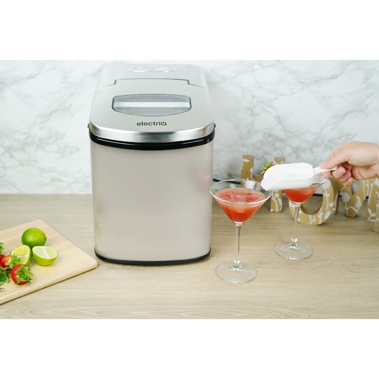 GRADE A1 - electriQ Counter Top Ice Maker Machine in Stainless Steel with Free Ice Lolly Moulds