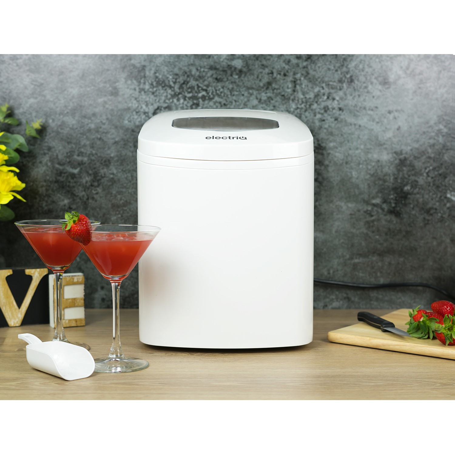 electriQ Countertop Ice Maker in White EIQICEMWH Appliances Direct
