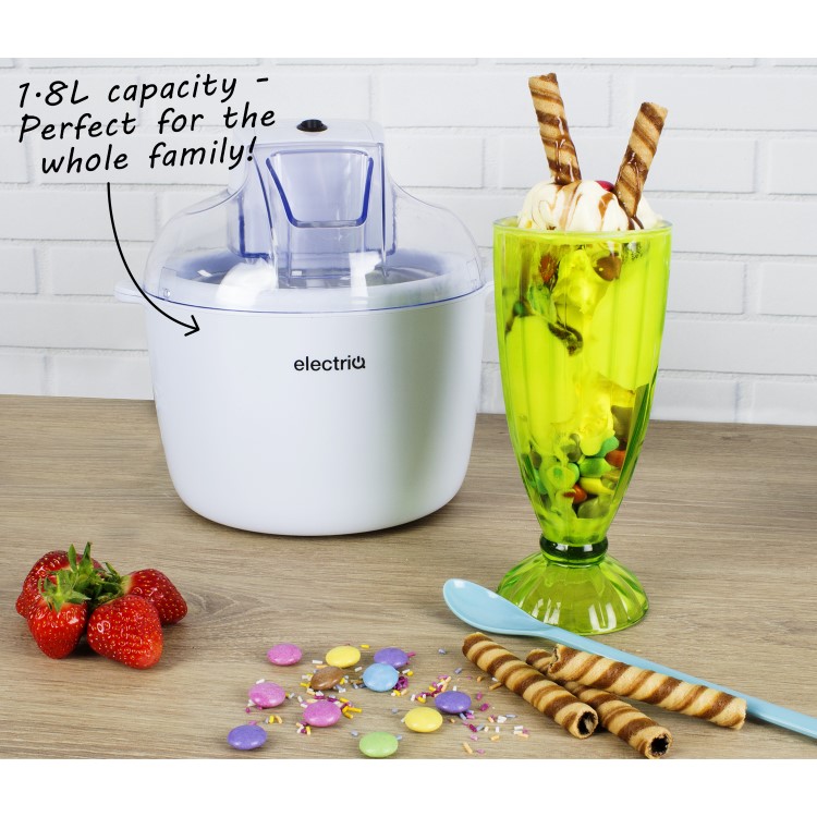 GRADE A1 - electriQ Ice Cream and Sorbet and Frozen Yoghurt Machine 1.8 litre