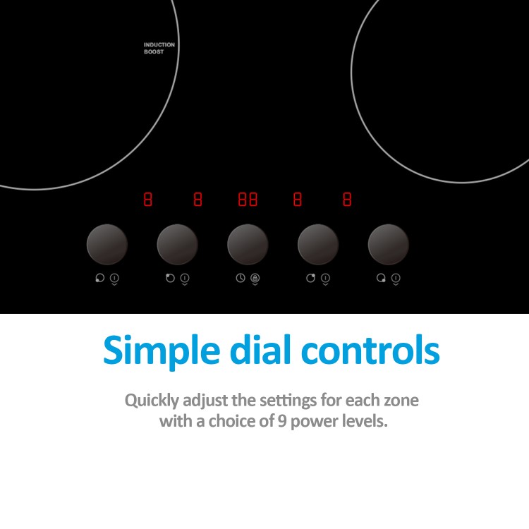electriQ 60cm Induction Hob with Knob Controls - Plug and Play